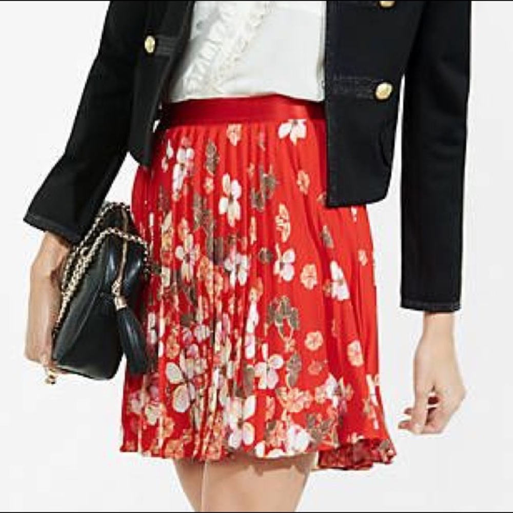 EXPRESS Floral Pleated Skirt